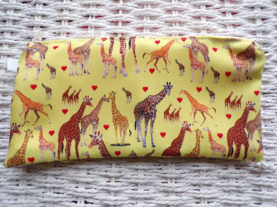 Giraffe Pencil Case or Small Make Up Bag 