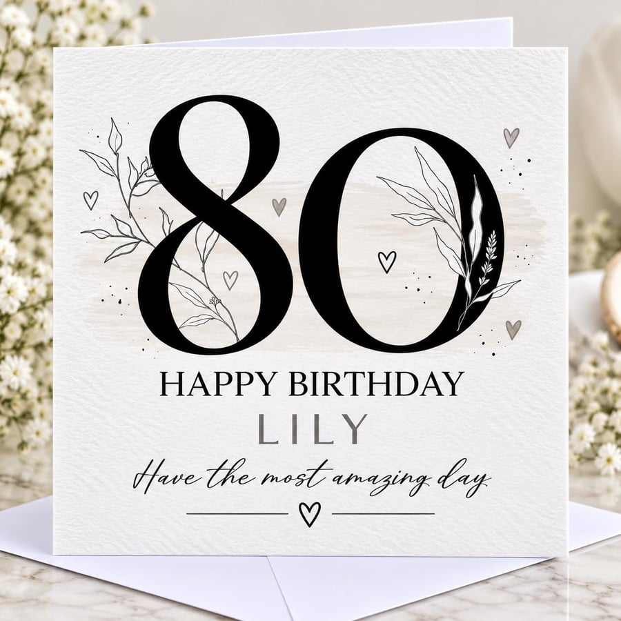 Personalised 80th Birthday Card For Her Nan Mum Nanna Grandma Great Grandma