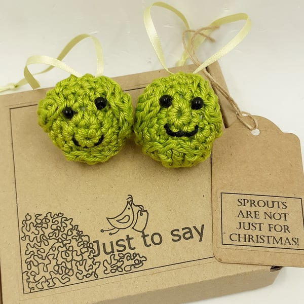 Two Cheerful Crochet Sprout Decorations 