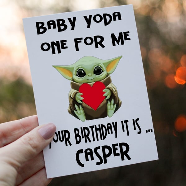 Baby Yoda One For Me Birthday Card, Boyfriend Birthday Card, Yoda Birthday Card