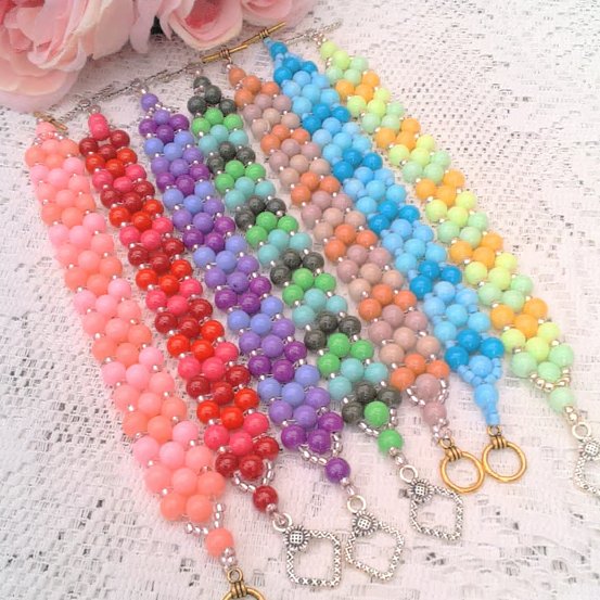 Multi Coloured Glass Bead 3 Strand Bracelet, Christmas Gift, Gift for Her