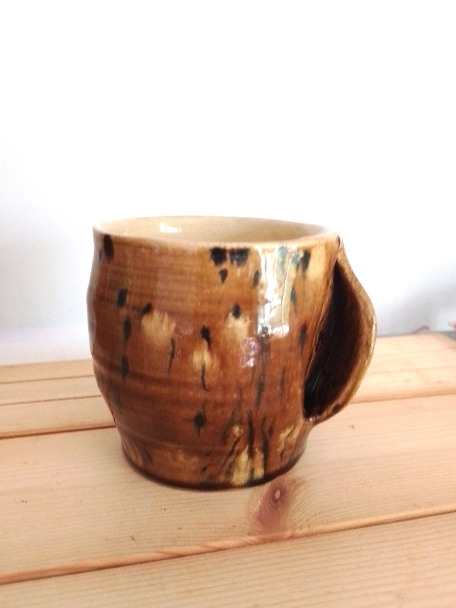 Hand warming mug, Ceramic brown  hand warming coffee mug,