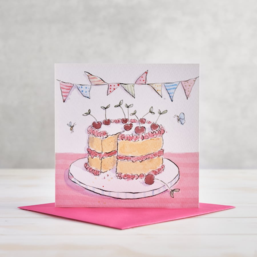 Cherry cake Cake Greetings Card