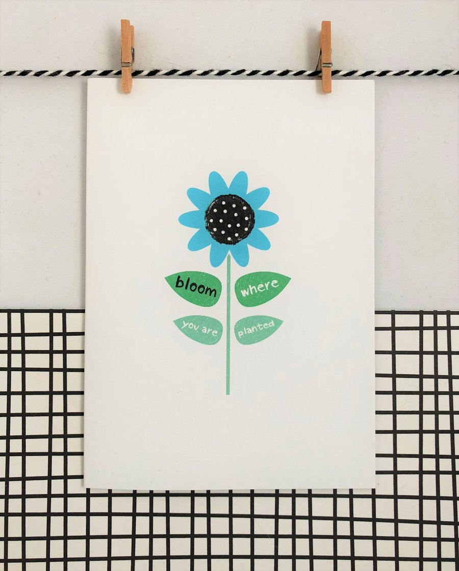 Bloom where you are planted card - Wildflower Seed Card - Handmade Card - Card f