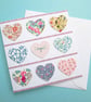 Floral fabric hearts card for Valentines, a wedding or an anniversary