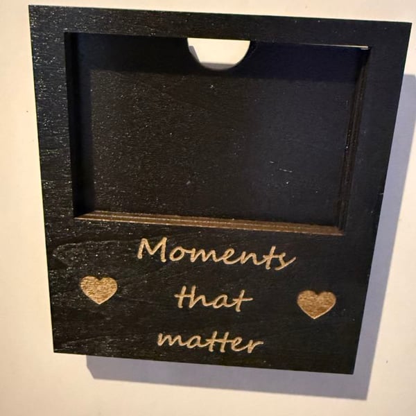Handmade Basswood Picture Frame – Holds One Small Photo with Engraved Sentiment