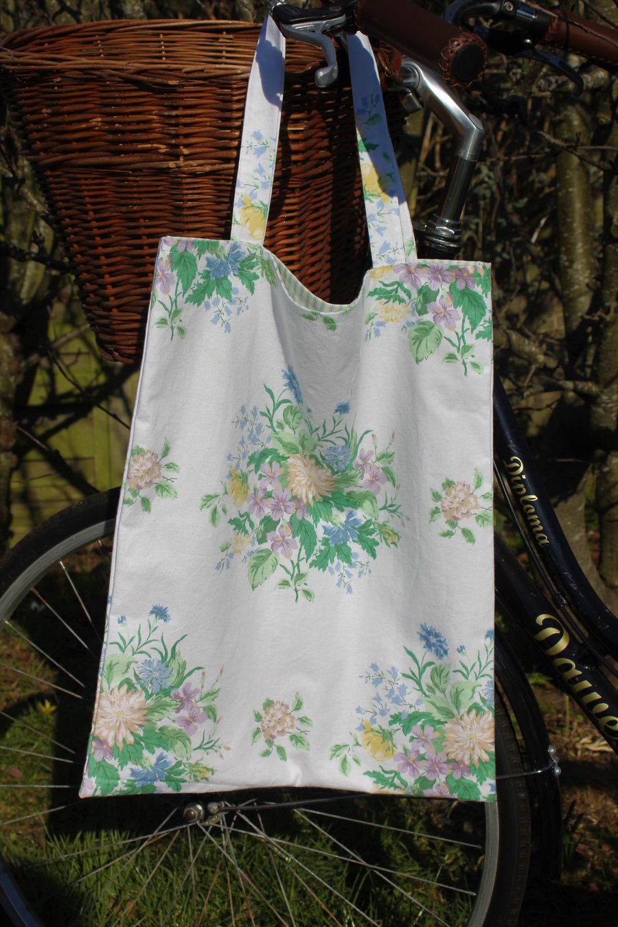 Vintage floral shopper bag made from Sanderson fabric - free postage