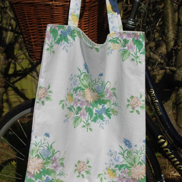 Vintage floral shopper bag made from Sanderson fabric - free postage