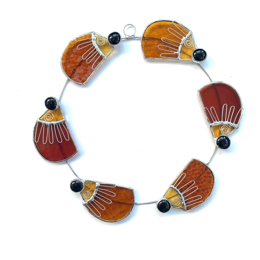 Stained Glass Hedgehog Circle Suncatcher - Handmade Hanging Decoration