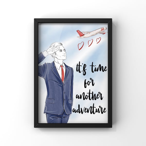 Male Jet2 flight attendant travel print