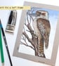 Kookaburra bird artwork, original drawing, wildlife artwork - Image 3