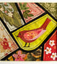 Mosaic-style fabric bird picture, textile art, textile bird, gift for bird lover - Image 2
