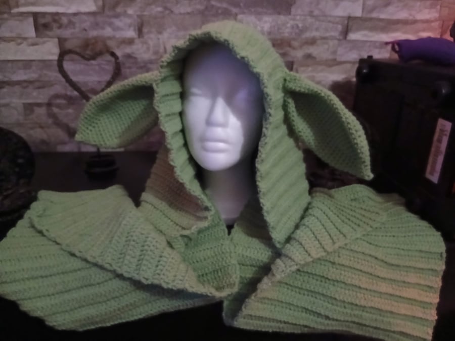 Baby Yoda Themed Headscarf Hood with Ears