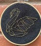 4" geometric swan embroidery hoop