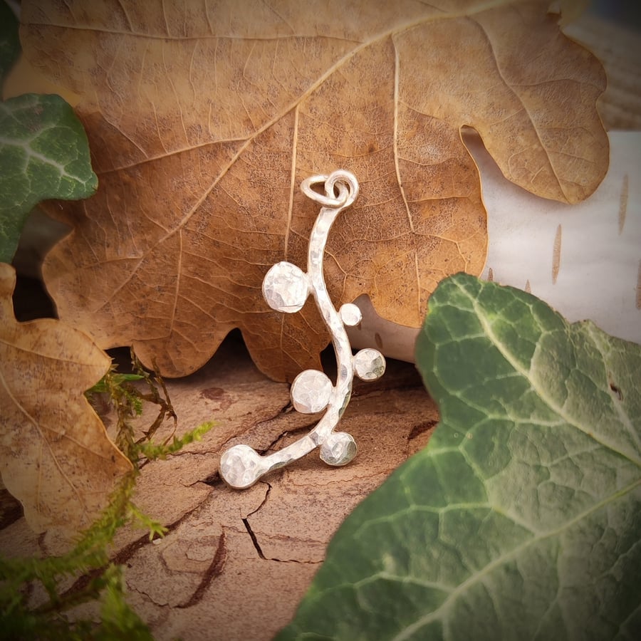 Sterling silver twig pendant