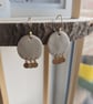 Hand-made clay circular-shaped dangling earrings