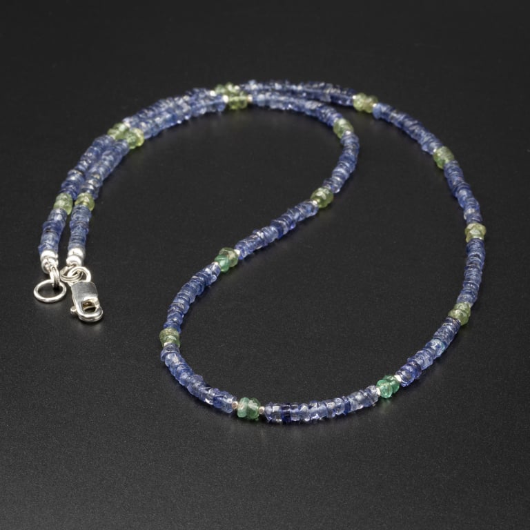 Iolite sterling silver smokey blue handmade gemstone necklace Taurus gift