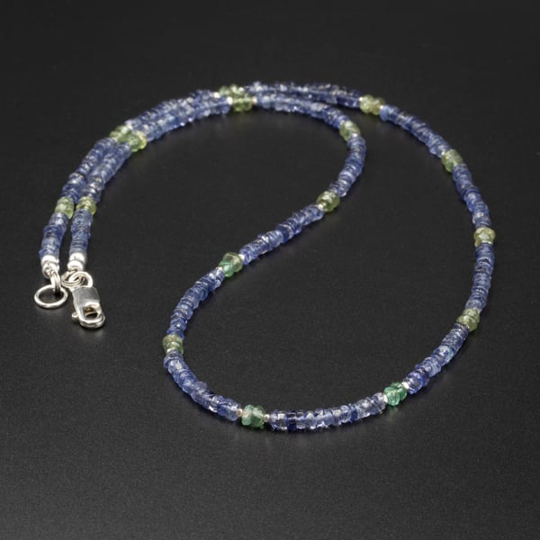 Iolite sterling silver smokey blue handmade gemstone necklace Taurus gift