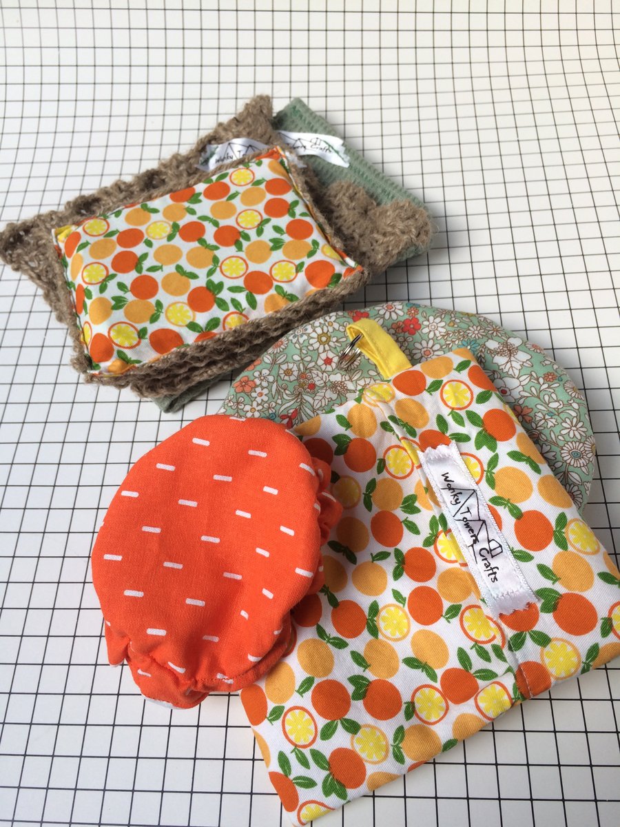 Reusable cleaning and food storage for students or first home - orange and green