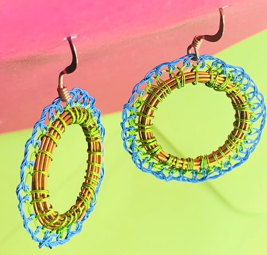 Ring Drop earrings from recycled materials Folksy