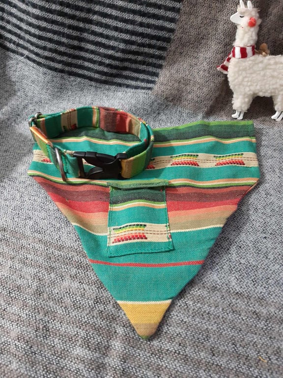 Aztec Medium-Large Dog Collar and Bandana Set: 13 - 20 Inch adjustable Collar