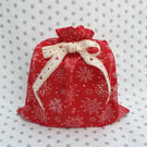 Christmas Gift Sack, Snowflake, Re-usable, Small