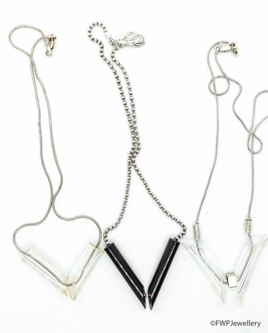 Silver Snake Chain Necklaces with Acrylic