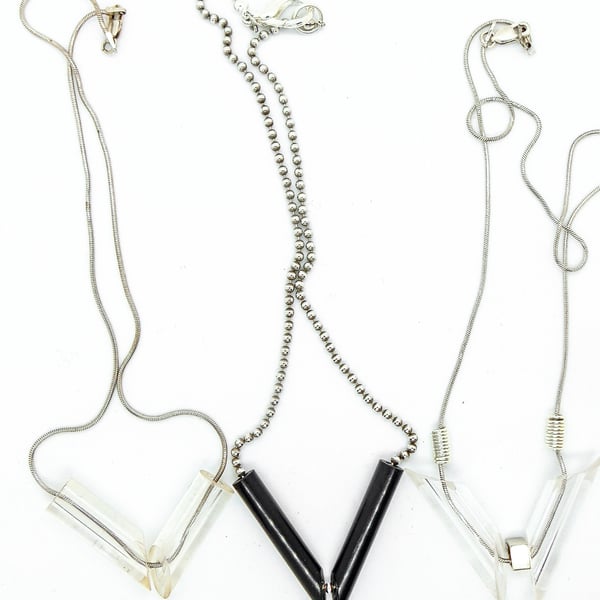 Silver Snake Chain Necklaces with Acrylic