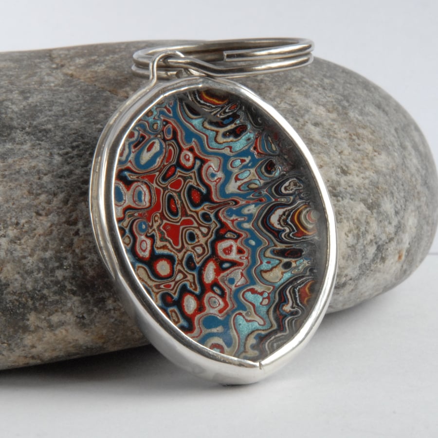 Fordite and sterling silver key fob for Siobhan