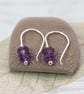 Silver and Amethyst Hook Earrings - Image 4