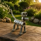 Handmade Metal Dog Sculpture, Nuts and Bolts Art Ornament, Dog Lover Home Decor