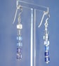 Earrings Sparkly Swarovski cubes and sterling silver dangle design - Image 3