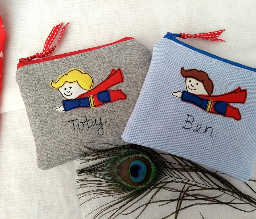Superhero Custom Wallet - Personalised Children's Boys Coin Purse