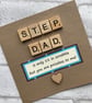 Handmade Step Dad Card, Scrabble Tiles & Heart - Image 3