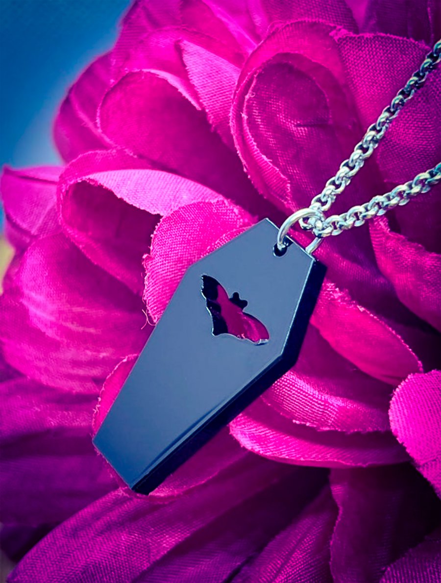 Bat Coffin Acrylic Necklace