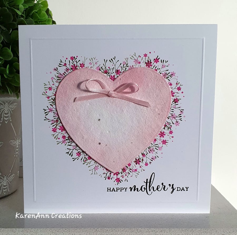 Mothers day card with a plantable seeded paper heart