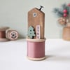 Tall Wooden House on a Vintage Bobbin 'Home' 