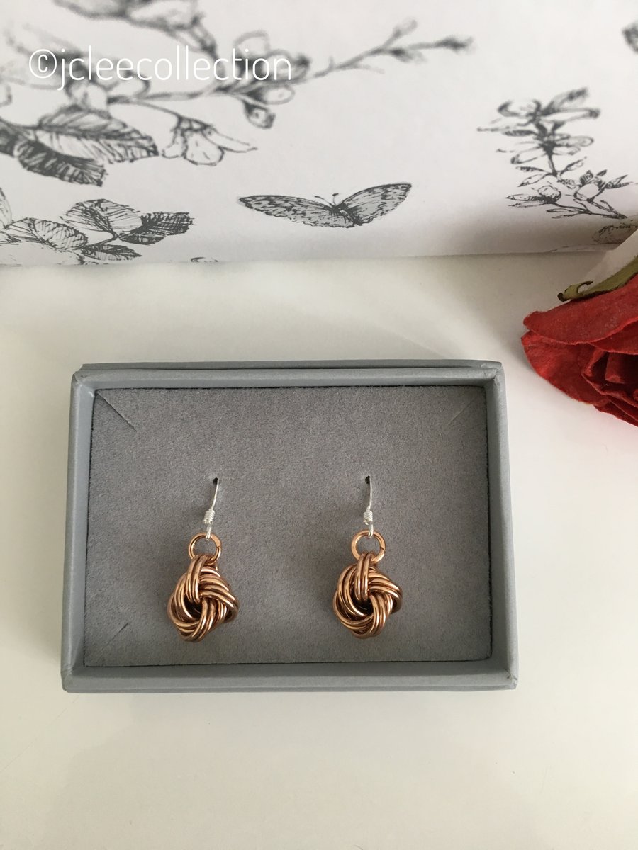 Pure Bronze Infinity Love Knot Earrings 8th 19th Anniversary Gift Idea for Wife