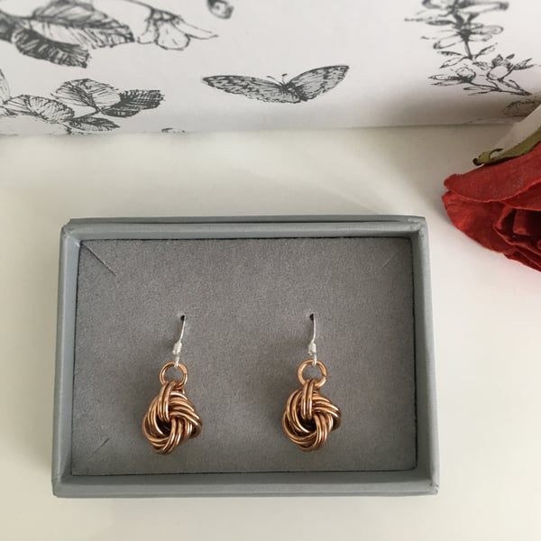 Pure Bronze Infinity Love Knot Earrings 8th 19th Anniversary Gift Idea for Wife