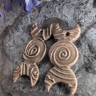 Artisan Made Bronze Triple Goddess Charms 1 pair 