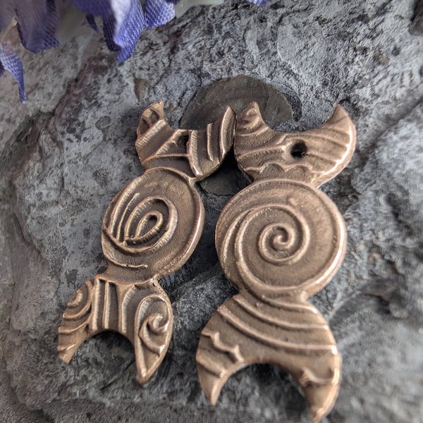 Artisan Made Bronze Triple Goddess Charms 1 pair 
