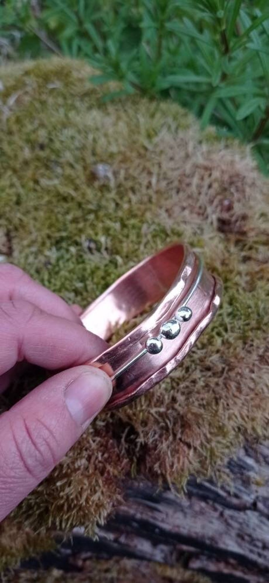 Copper cuff, oversized, silver and copper bangle, copper bracelet, silver bangle