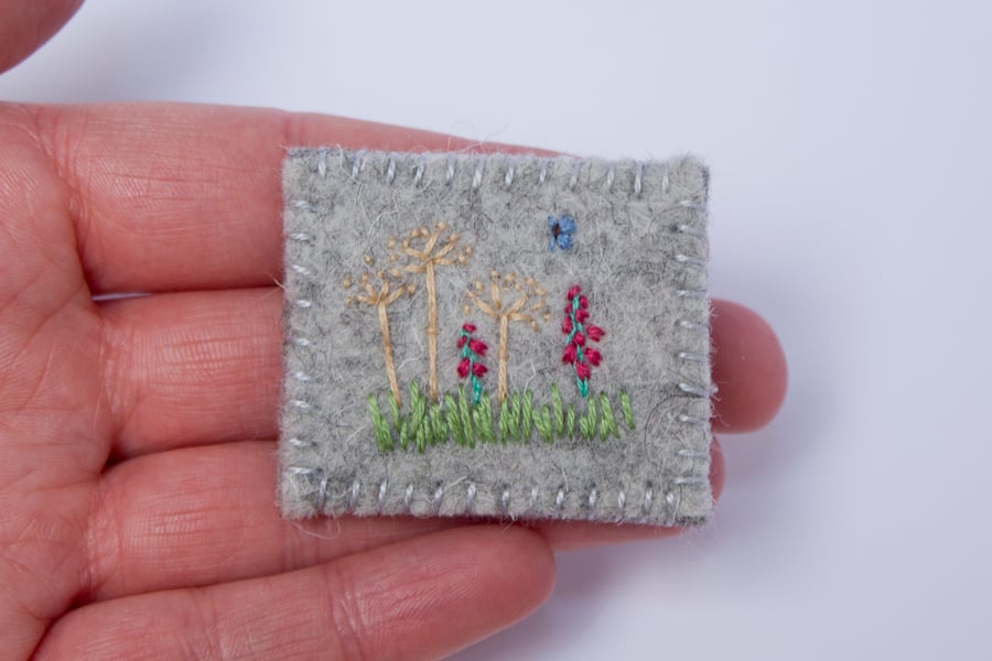 Wildflower Embroidered Wool Felt Brooch