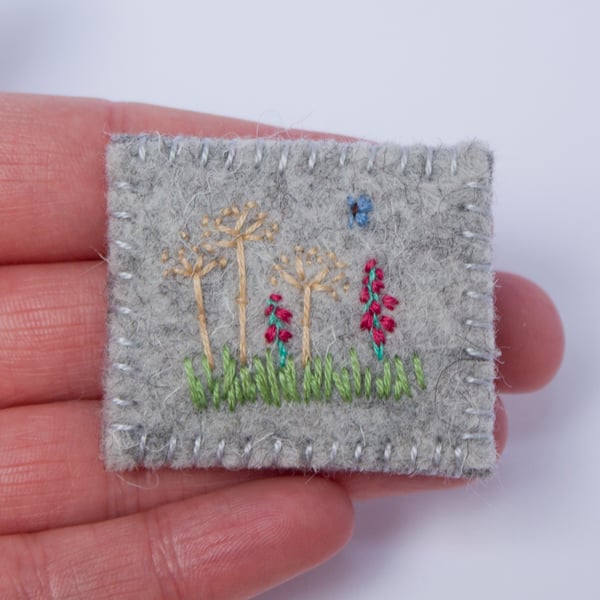 Wildflower Embroidered Wool Felt Brooch