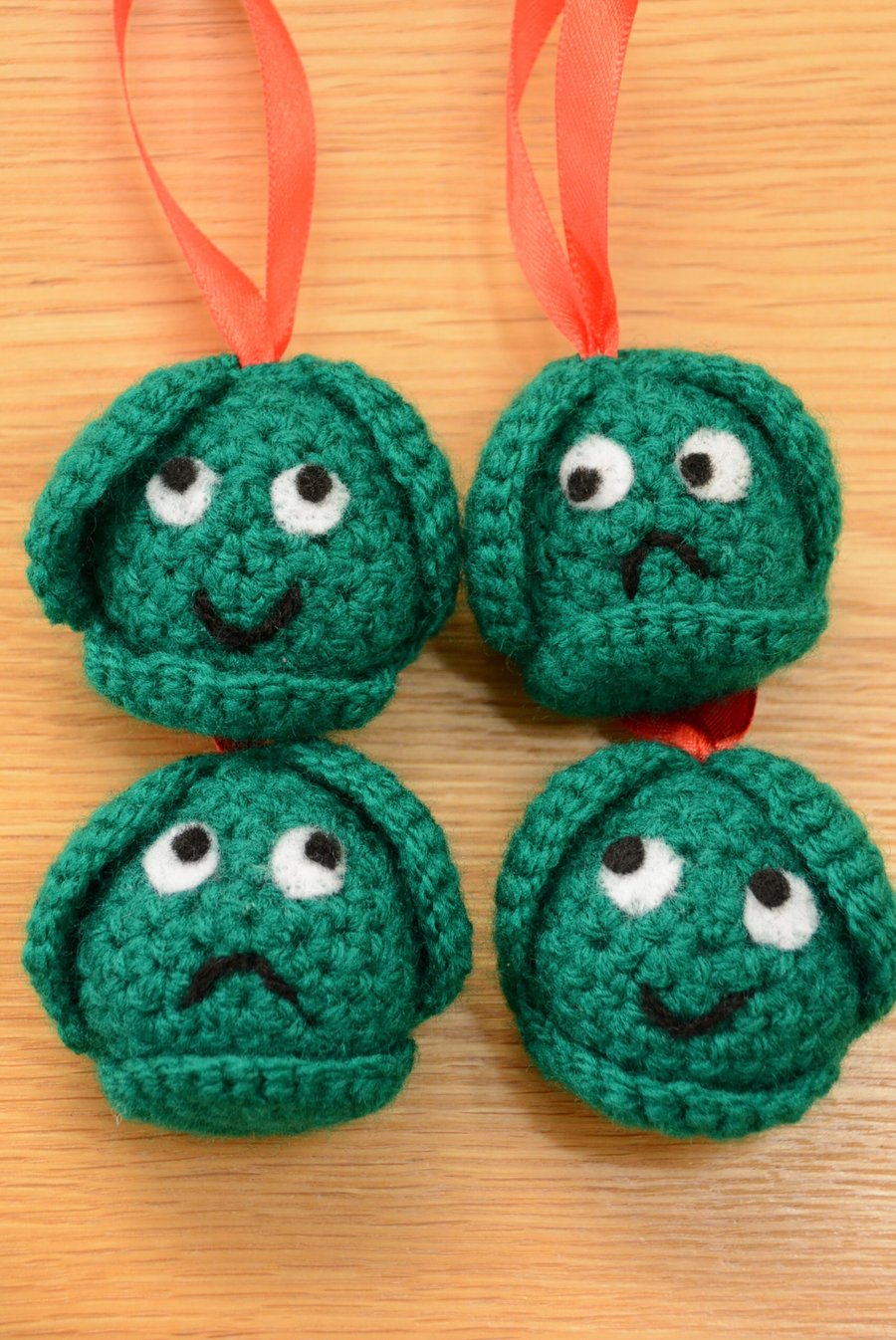 Brussel Sprout Tree Decorations - Set of 4