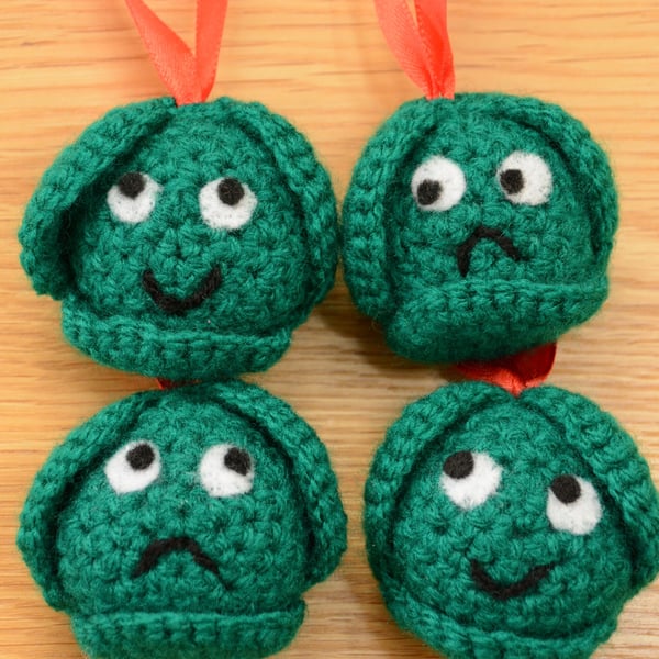 Brussel Sprout Tree Decorations - Set of 4