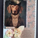 Dapper Dog in Suit Birthday Card 