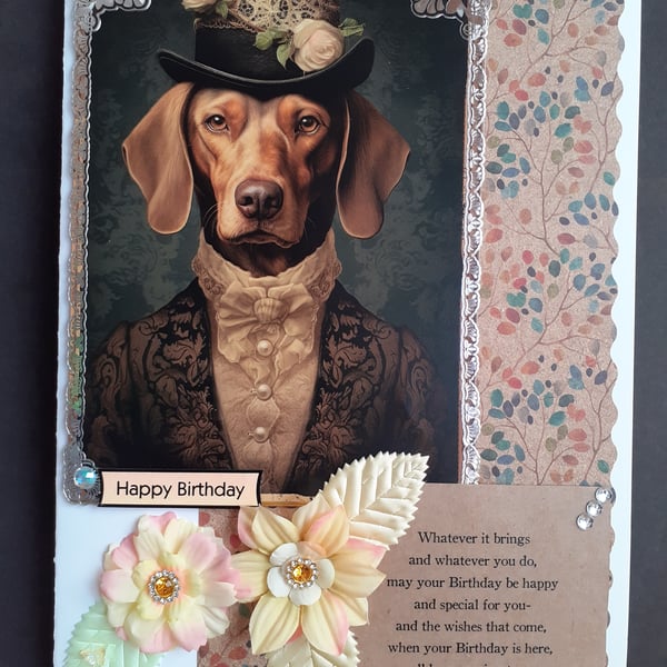 Dapper Dog in Suit Birthday Card 