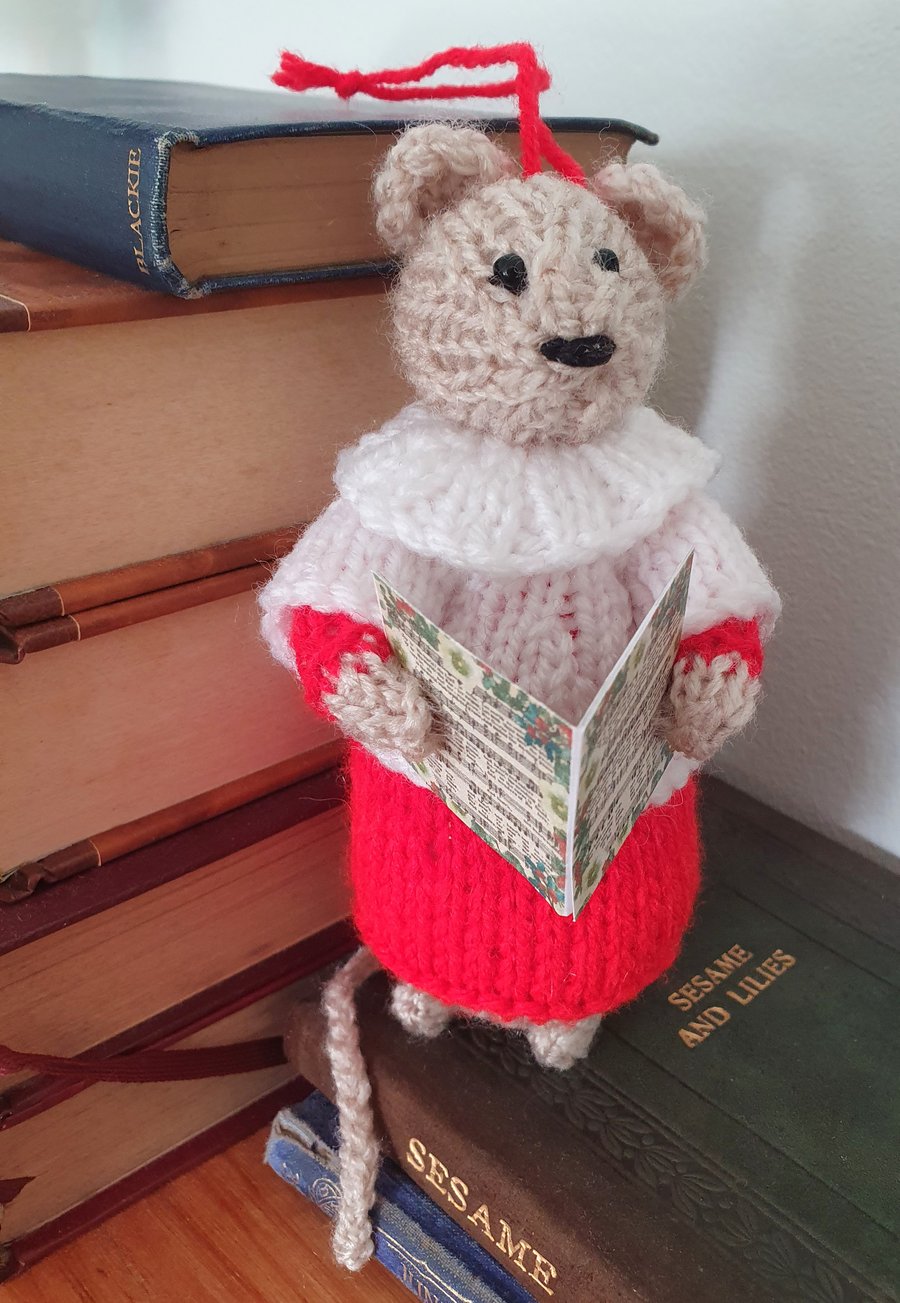 Hand Knitted Mini Choirboy Mouse