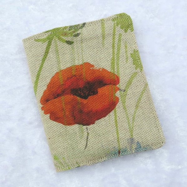 Bus Pass cover, ticket sleeve, poppies
